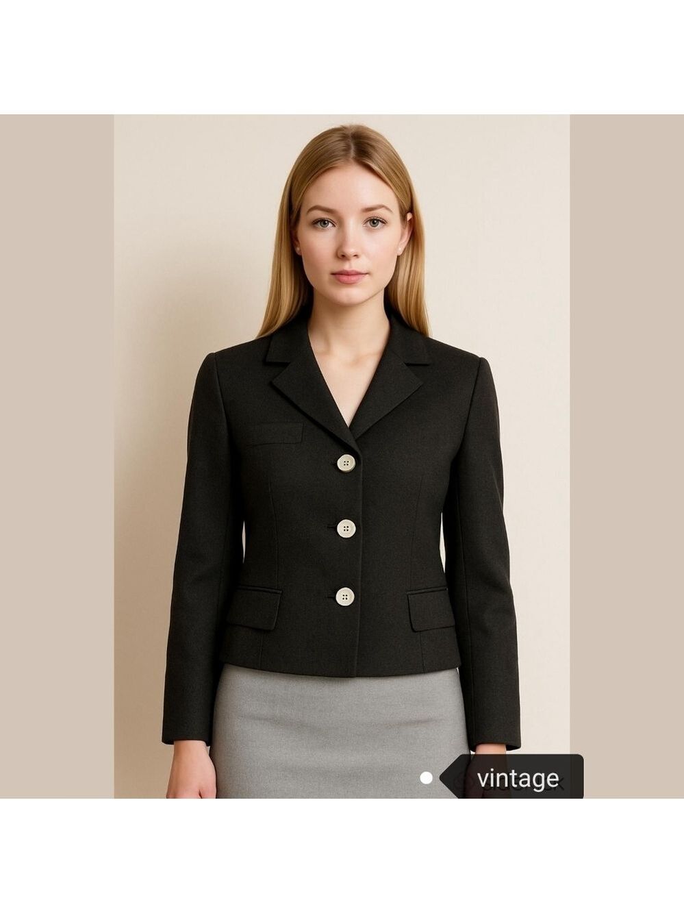 Vintage 60s Charcoal Grey blazer jacket Size 8